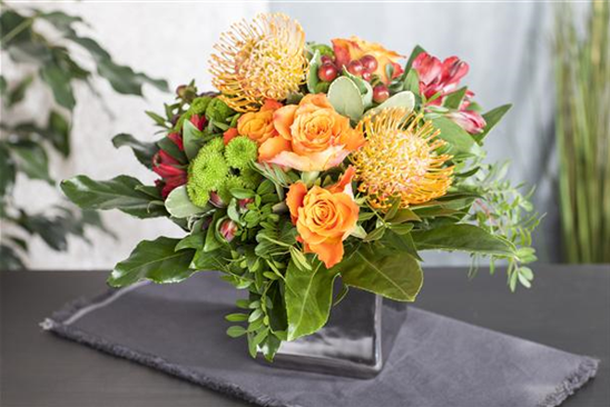 Strauß Nadelkissen, Rosen orange
